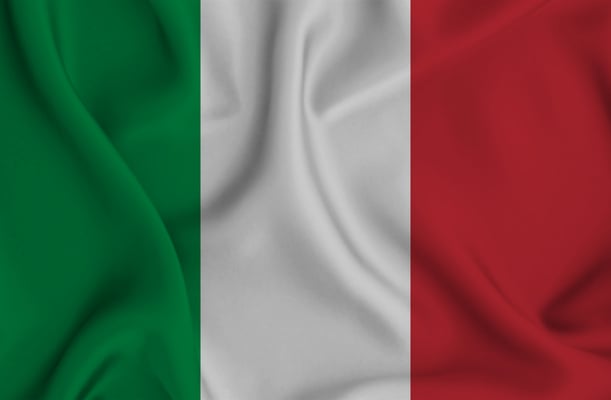 waving flags of Italy